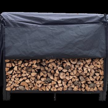  Firewood Rack Stand 4ft Heavy Duty Logs Holder for Outdoor Indoor Fireplace Metal Wood Pile Storage Stacker Organizer, Matte Black 