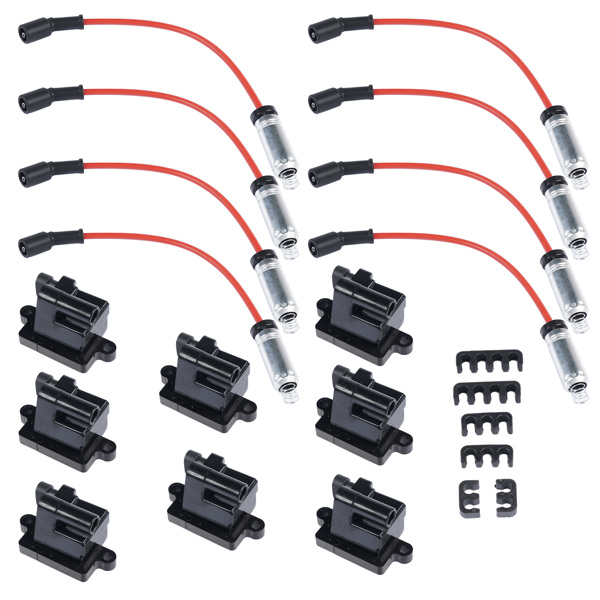 8 Pack Square Ignition and 8 Spark Plug Wire for Cadillac Escalade Chevrolet GMC Hummer H2 Mercruiser Workhorse 1999-2007 12556893 9059