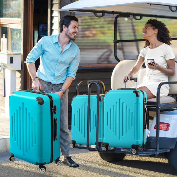 FCH 3-in-1 trolley case with 2 corners and diamond stripes - Sea Salt Blue