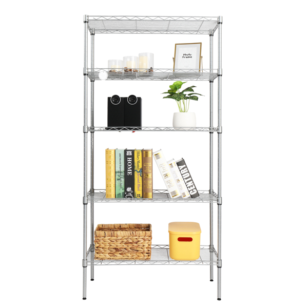 XM-304B Rectangle Carbon Steel Metal Assembly 5-Shelf Storage Rack Silver Gray