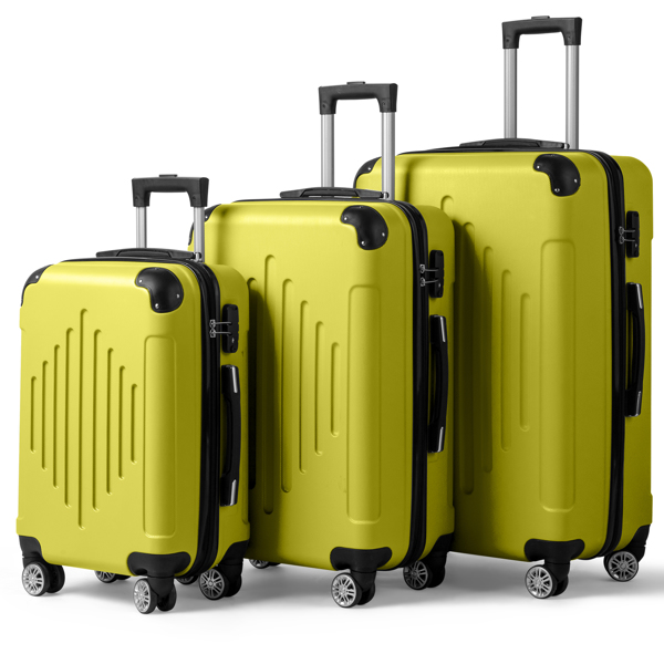  3-in-1 trolley case with 2 corners and diamond stripes - cream yellow