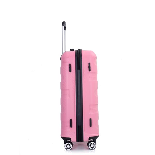 Hardshell Suitcase Spinner Wheels PP Luggage Sets Lightweight Durable Suitcase with TSA Lock,3-Piece Set (20/24/28) ,Pink