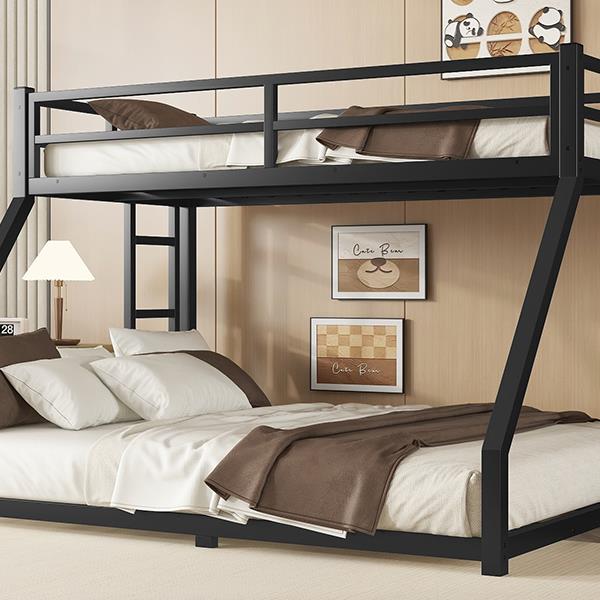 Metal Twin XL over Queen Bunk Bed for Teens and Adults,Space-Saving/Noise Reduced/No Box Spring Needed, Black