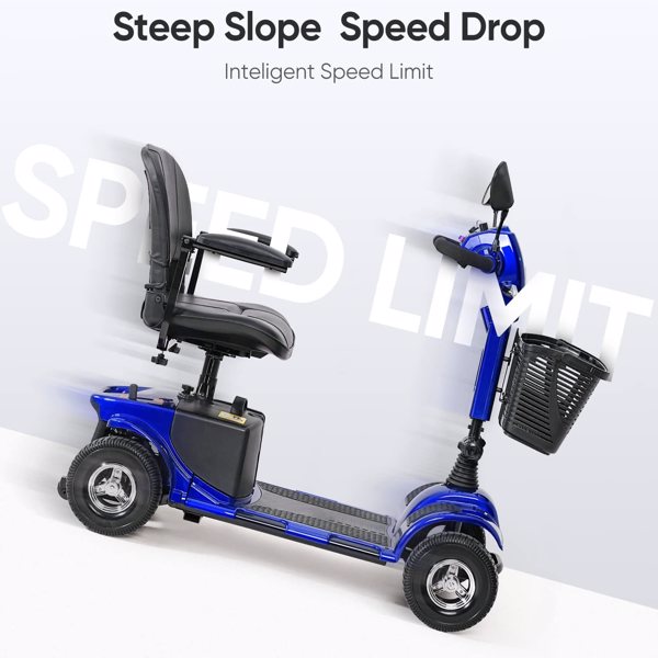 4 Wheel Mobility Scooters, Upgrade Electric Power Mobile Scooter for Seniors Adult with Lights Collapsible and Compact Duty Travel w/Basket Extended Battery