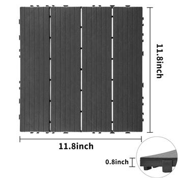 Plastic Interlocking Deck Tiles, 11.8\\"x11.8\\"(Pack of 44), Patio Flooring Outdoor Waterproof All Weather Use for Garden Poolside Front/Back Yard, Light gray