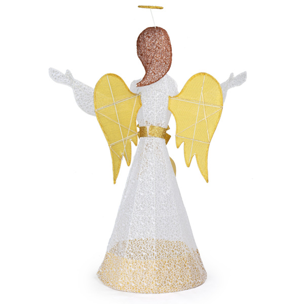 4.5FT Lighted Christmas Angel Outdoor Decoration, Weather Proof Angel with Wings Christmas Ornament Home Decor Pre-lit 200 LED White Lights with Stakes