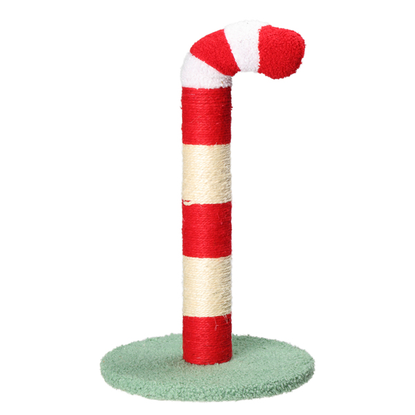 Christmas Cat Scratching Post, Cute Candy Cane Cat Scratcher with Sisal Scratching Post & Soft Plushy Covering for Indoor Cats