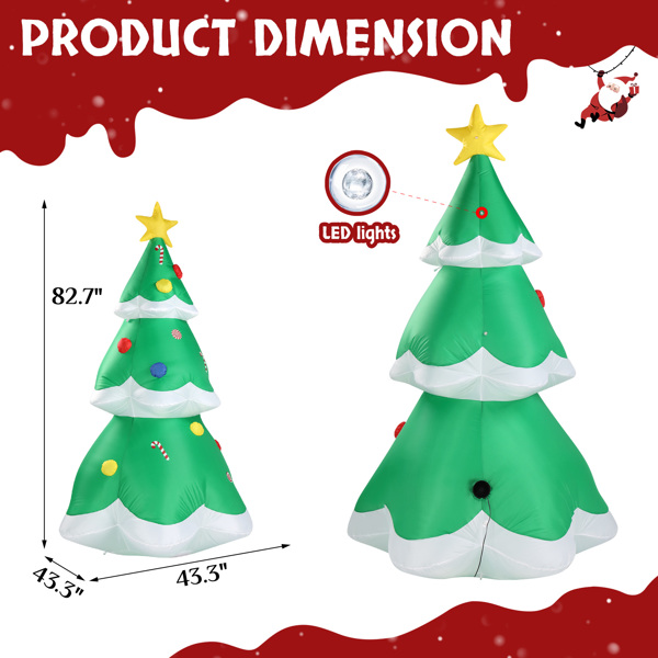 6.9 FT Lighted Christmas Inflatable Decoration, Inflatable Christmas Tree, Blow Up Yard Decorations with Built-in LED Lights for Holiday Party Front Yard Lawn Garden Decor