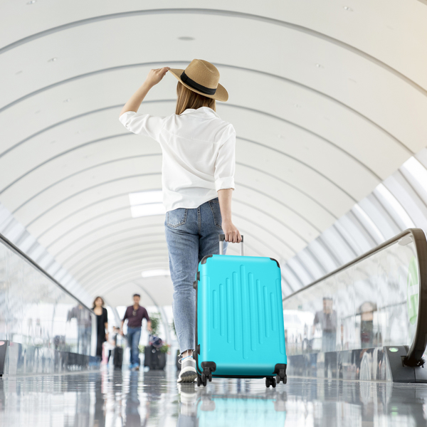 FCH 3-in-1 trolley case with 2 corners and diamond stripes - Sea Salt Blue