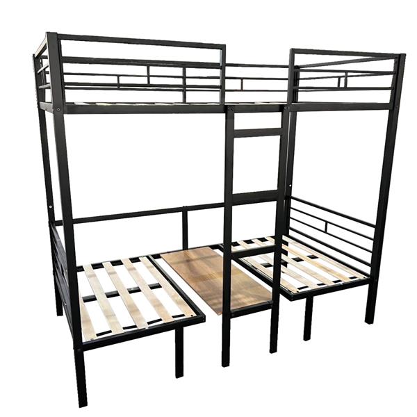 Full Size Loft Bed with Table Set Transformable to Full over Full Bunk