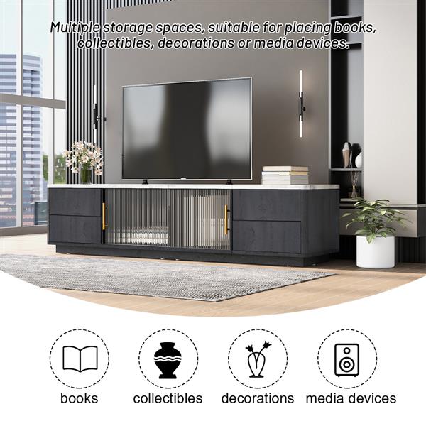 Modern TV Stand for 70'' TV with 4 Drawers, Media Console Table, Entertainment Center with Large Storage Cabinet for Living Room, Bedroom