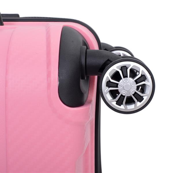 Hardshell Suitcase Spinner Wheels PP Luggage Sets Lightweight Durable Suitcase with TSA Lock,3-Piece Set (20/24/28) ,Pink