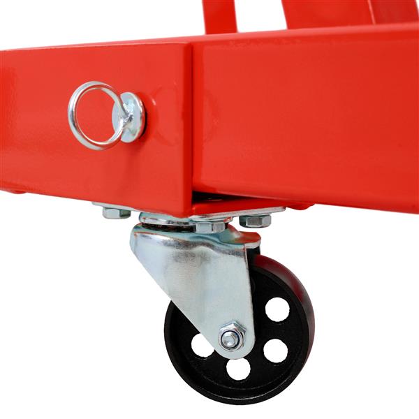 2 Ton Folding Engine Hoist Cherry Picker Shop Crane Hoist Lift, Heavy Duty Steel with 6 Iron Caster Wheels (red)