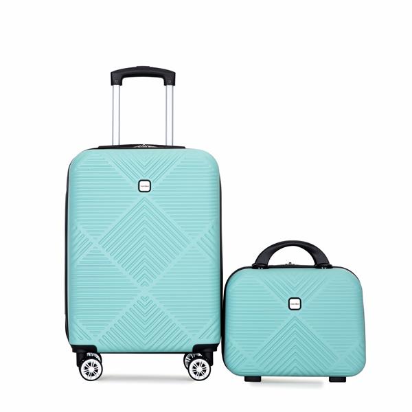 2Piece Luggage Sets ABS Lightweight Suitcase , Spinner Wheels, (20/14) LIGHT BLUE