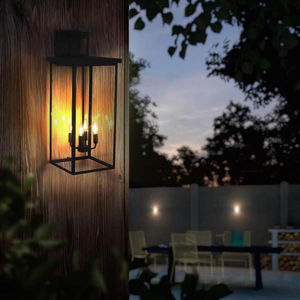 4-Light Black Outdoor Wall Light (No Bulbs)