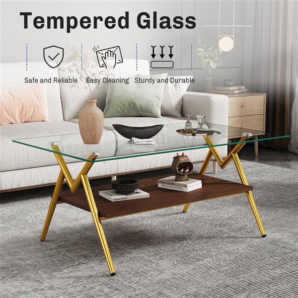 Coffee Table and End tables Set of 3, Tempered Glass Table with MDF layer, Modern Tables for Living Room , Transparent Glass