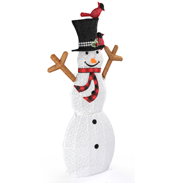 Lighted Snowman Christmas Yard Decorations, Pre-lit Snowman and Birds with 170 LED White Lights and Stakes for Xmas Outdoor Holiday Indoor Decor Lighted Holiday Displays