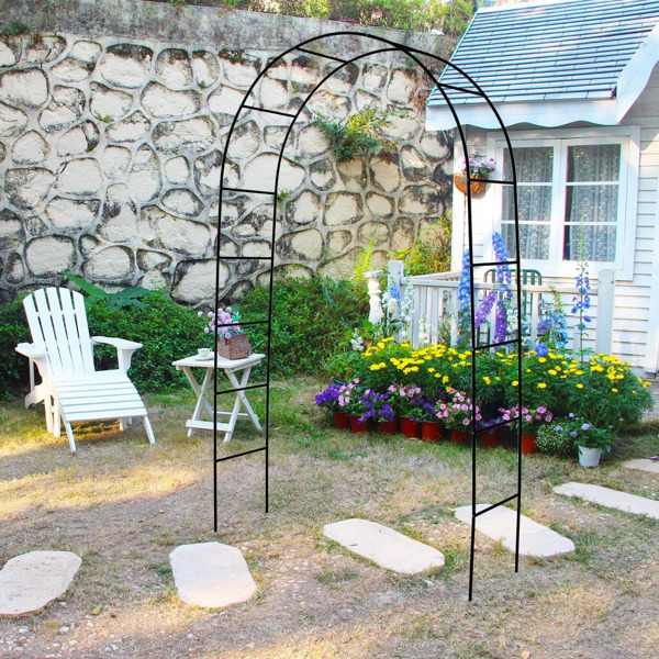 Garden Arch Trellis Metal Garden Arbor for Various Climbing Plant, Wedding Arches for Ceremony Decoration Outdoor Lawn Backyard, 7.9FT*4.6FT, Black