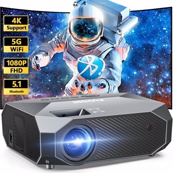 Projector with 5G WiFi and Bluetooth,  Native 1080P Portable Outdoor Video Projector 4K Supported, Home Theater Movie Projector for Phone/PC/TV Stick/PS5（FBA仓发货，禁售亚马逊）