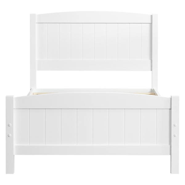 FCH Twin Pine Single-Layer Core Vertical Stripe Full-Board Curved Bed Head With The Same Bed Foot White Wooden Bed