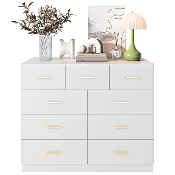 FCH 9 Drawer Double Dresser for Bedroom, Wide Storage Cabinet for Living Room Home Entryway,White