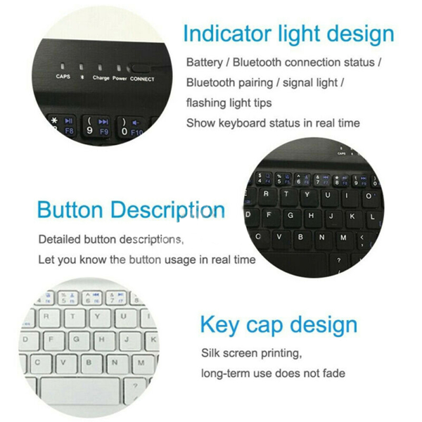 For Universal Android Tablets 10.1/10.5 Tablet Bluetooth Keyboard Case Cover[Black,Fits 10/10.1/10.5 Inch Tablet]