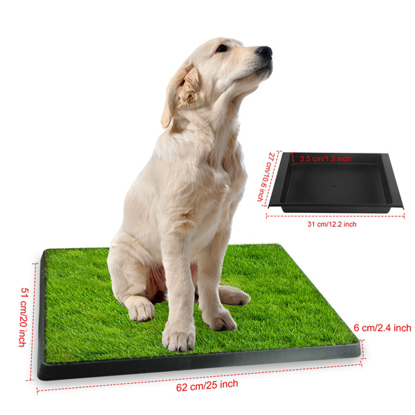 Dog Toilet Indoor Puppy Training Pad, Dog Potty Pet Training Grass Mat, Removable Waste Tray for Easier Clean Up, Artificial Turf, 25"×20"