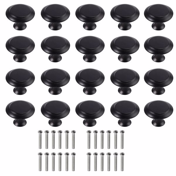 20X Door Knobs Cupboard Cabinet Drawer Round Furniture Kitchen Pull Handle Black