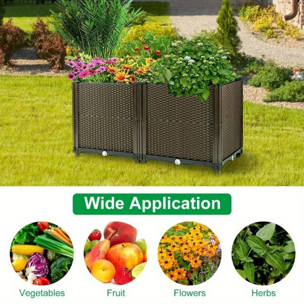 2pcs plant box for outdoor flowers vegetable planter planting box vegetable plants for pot households plastic planting box roof patio plants Size