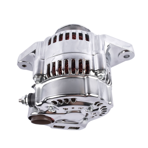 Chrome Mini Alternator Fits For GM Denso Style 12 Volt V-Belt 1 Wire Street Race