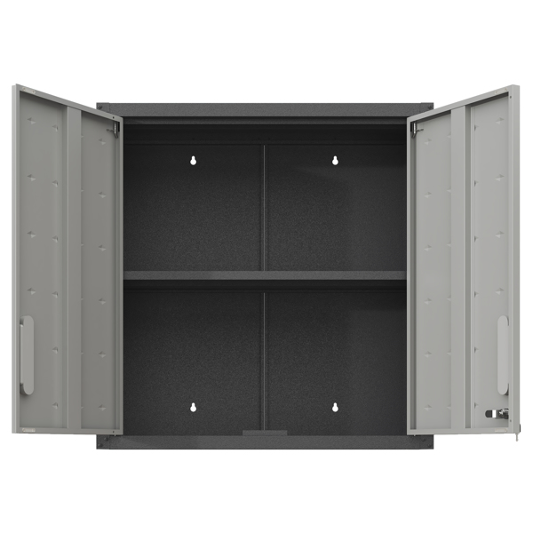 Metal Wall-Mounted Tool Storage Cabinet with Locking Door and 1 Shelf 1 Opened Drawer for Garage Warehouse,Office,Assembly Required