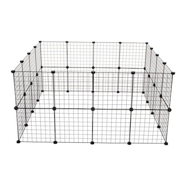 Pet Playpen, Small Animal Cage Indoor Portable Metal Wire Yard Fence for Small Animals, Guinea Pigs, Rabbits Kennel Crate Fence Tent Black 24pcs (And 8pcs For Free)