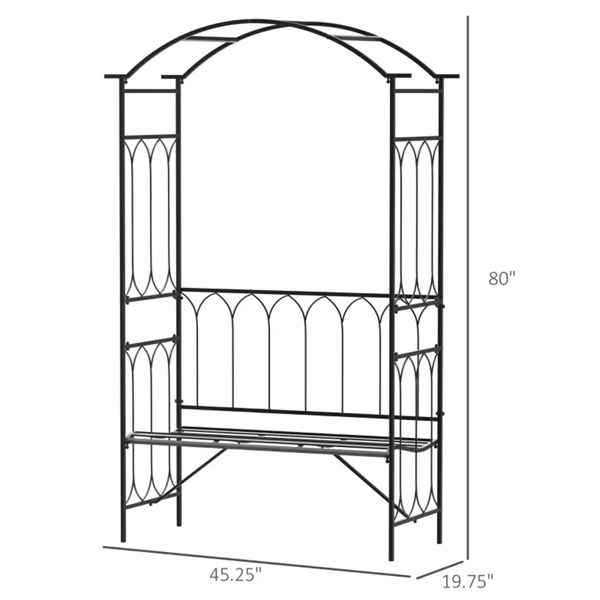 Steel Garden Arch with 2-Seat Bench