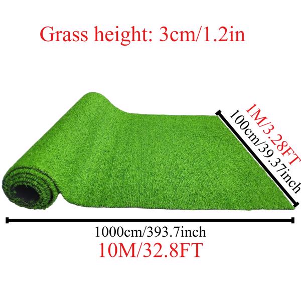 Artificial turf, professional dog mat large turf outdoor carpet terrace pet lawn, artificial carpet with drainage holes, 3.28FT * 32.8FT