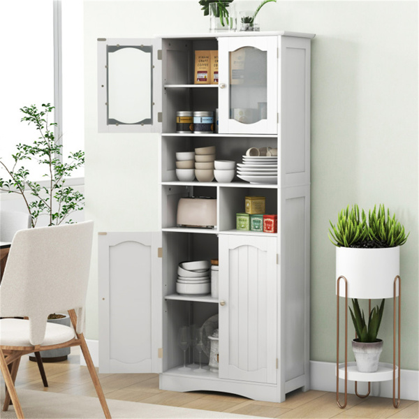 Bathroom Storage Cabinet with Glass Doors and Shelves