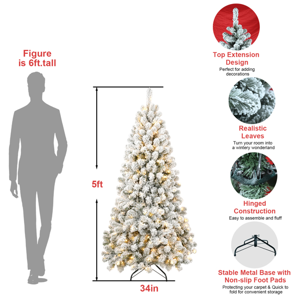 Pre-lit Flocked Artificial Christmas Tree