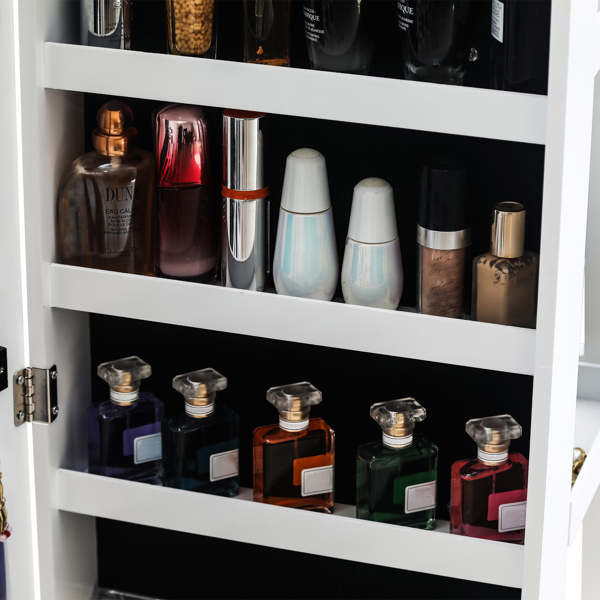 360 Degree Rotation Full-Body Mirror Cabinet PVC Film Moisture-Proof Dressing Mirror Cabinet Super Storage Jewelry Storage Mirror Cabinet White
