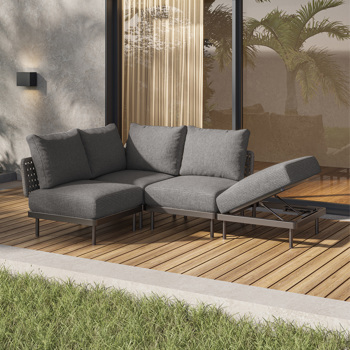 85.9 Wide Patio Outdoor Sofa and Adjustable Recliner