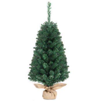 36 in Tabletop Artificial Mini Christmas Tree with Cloth Bag Base for Bedroom Table Desk Porch, Small Xmas Tree with 100 Branch Tips for Home Office Store Holiday Deco, Green