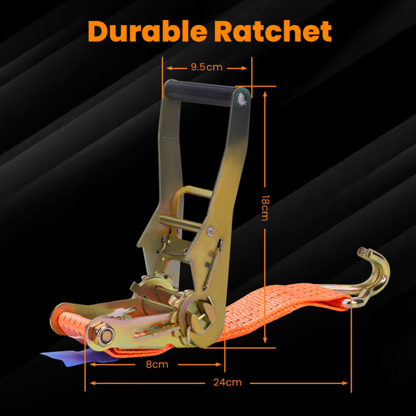 10x 6m 5000kg 5 ton Heavy Duty Ratchet Strap Tie Down J Hook lashing strap