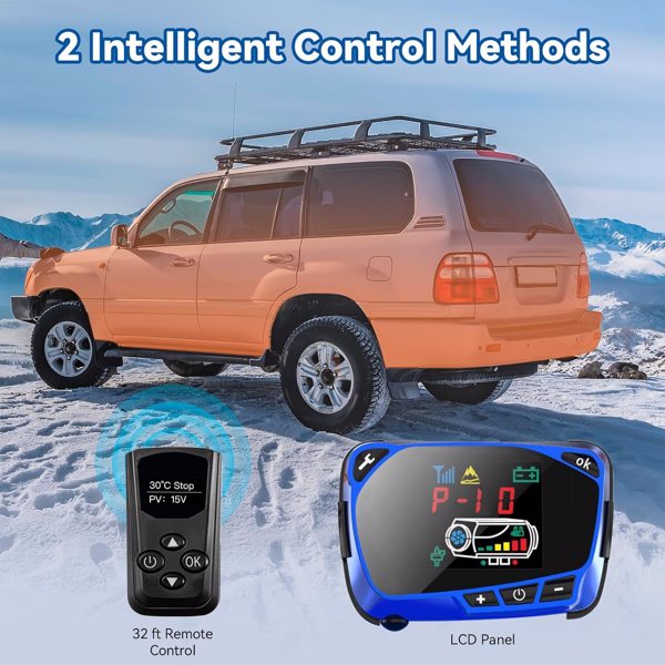 Diesel Heater 8KW, Portable 12V Car Air Kit w/Wireless Remote Control LCD Display 5L Tank Muffler Fast Heating Defrost Defogger for Campers,Shop,Home,RV,Boat,SUV,Garage Red New Remote 8KW