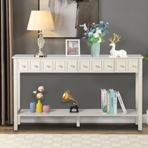 [Replace code:71522742]Long Console Table Entryway Table with Different Size Drawers and Bottom Shelf, White Narrow Storage Sofa Table for Entryway Hallway(White) Long Console Table 