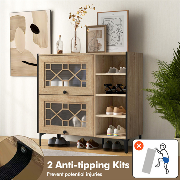 Entry shoe cabinet with adjustable shelf