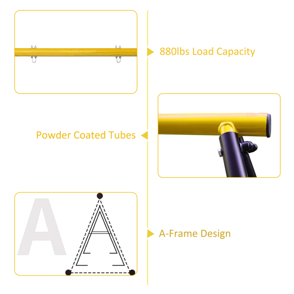 Swing Stand Frame, Swing Set Frame for Adults, Heavy-Duty Metal A-Frame Backyard Swing for Indoor Outdoor, Swing Chair, Porch Swing,Yellow(Without Swing)