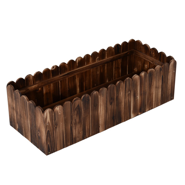 40" x 16" x 12" Raised Planter Box Garden Scalloped Edge Wooden 