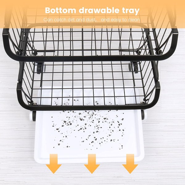 5-layer fruit basket, used for kitchen organizer and storage, stackable metal wire basket vertical cart, floor standing fruit rack basket with wheels