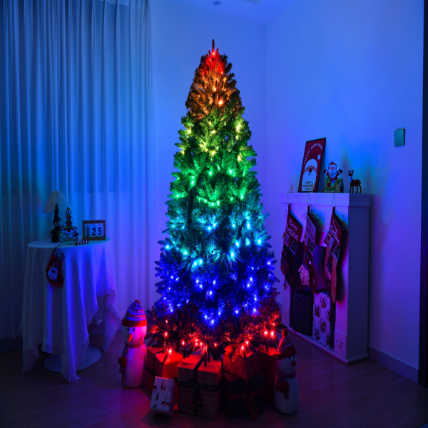 6 FT Pre-lit Artificial Christmas Tree, APP Controlled Xmas Tree Hinged Branches with 330 RGB Lights and 900 Branch Tips, for Holiday Party Store Office Home, Green