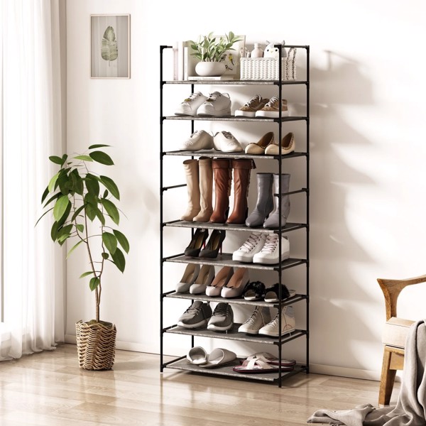 10-Tier Shoe Rack Large Capacity for 25-30 Pairs of Shoe Storage Rack Sturdy Metal Shoe Rack for Bedroom, Cloakroom Stackable Shoe Rack, Black