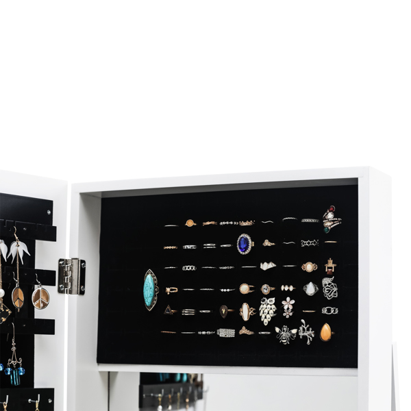 360 Degree Rotation Full-Body Mirror Cabinet PVC Film Moisture-Proof Dressing Mirror Cabinet Super Storage Jewelry Storage Mirror Cabinet White