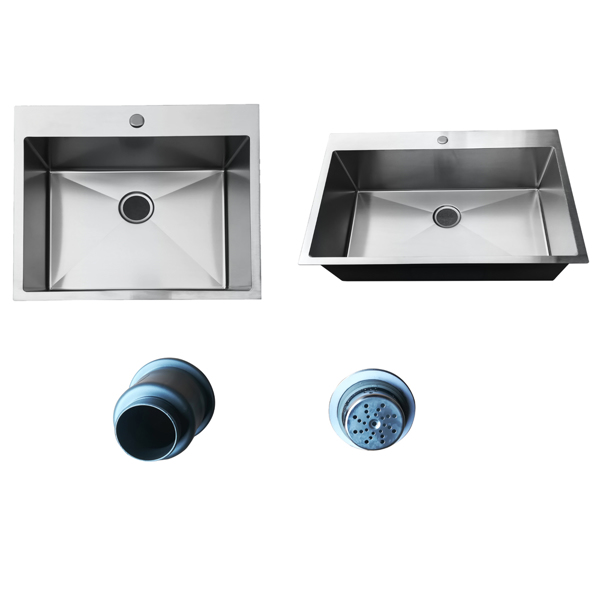 33Inch Top mount Kitchen Sink Drop-in, Farmhouse Kitchen Sink with Sink Protector 18 Gauge, Workstation Sink, Stainless Steel Single Bowl Kitchen Sinks for RV, Travel Trailer, Garage, 33x22x9